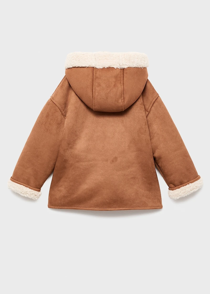 Suede effect sheepskin coat