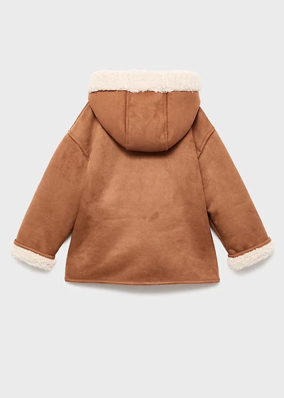 Suede effect sheepskin coat