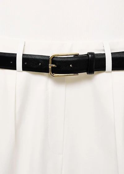 Combined-fabric jumpsuit with belt