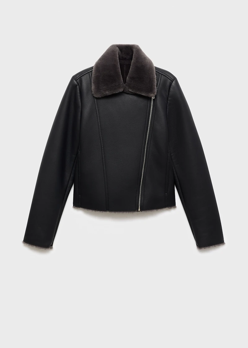 Fur-effect biker jacket
