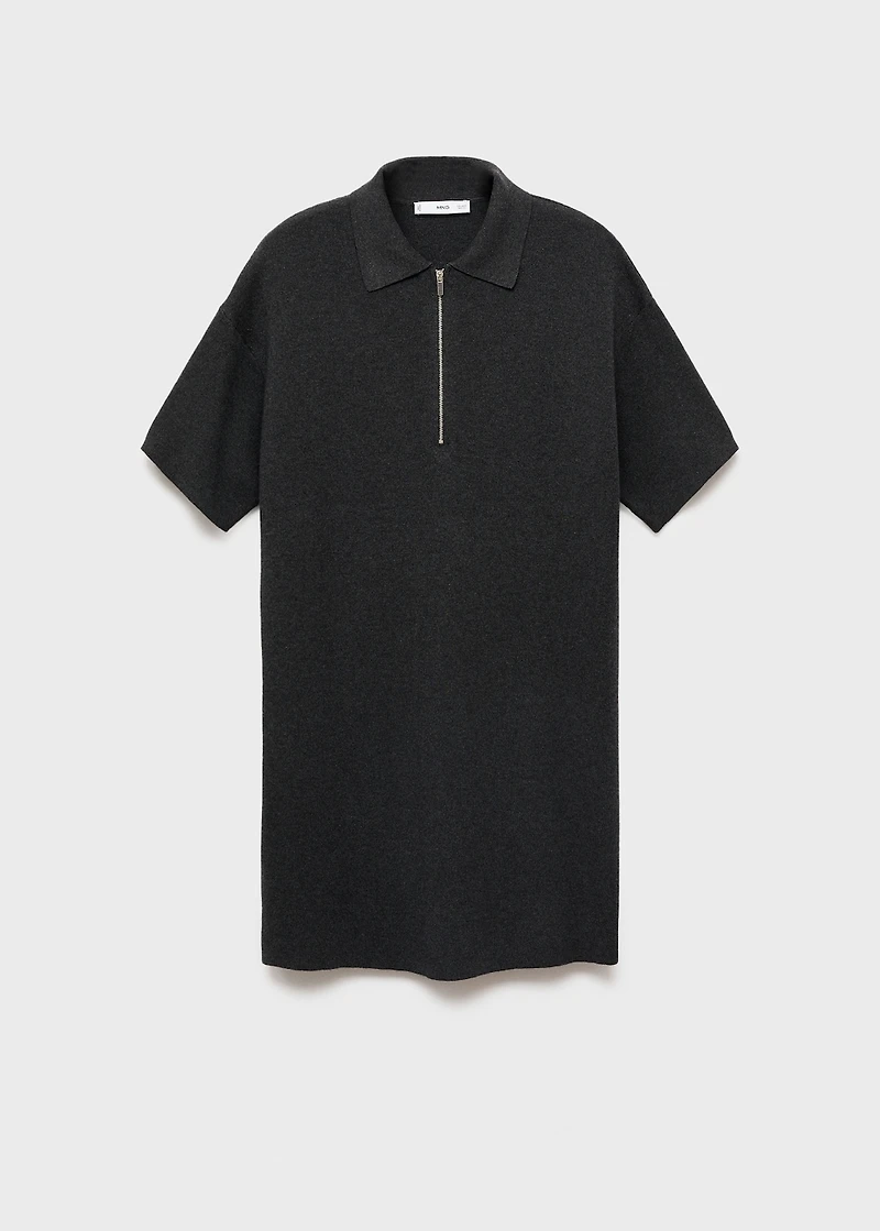 Knitted dress with polo neck
