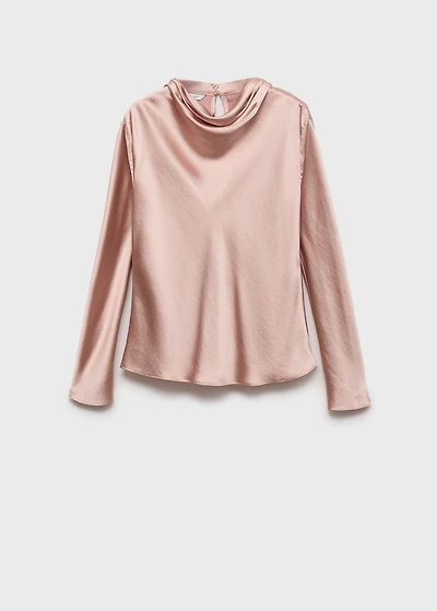 Satin blouse with draped neck