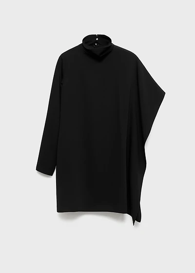 Turtleneck dress with asymmetrical sleeves