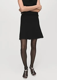 Tweed skirt with frayed hem