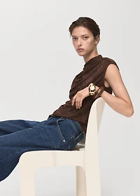 Jacquard floral-print top