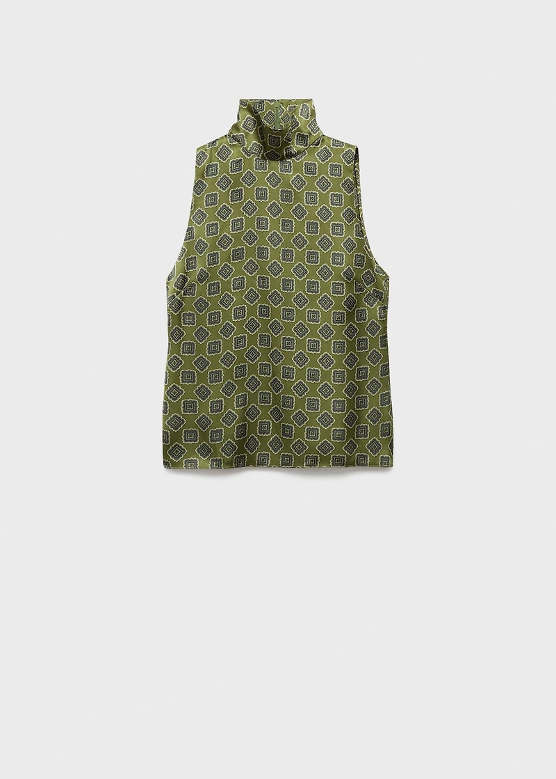 Satin blouse with geometric print