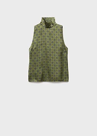 Satin blouse with geometric print