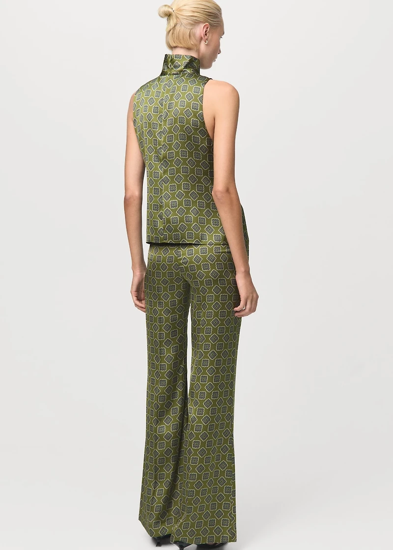 Satin blouse with geometric print