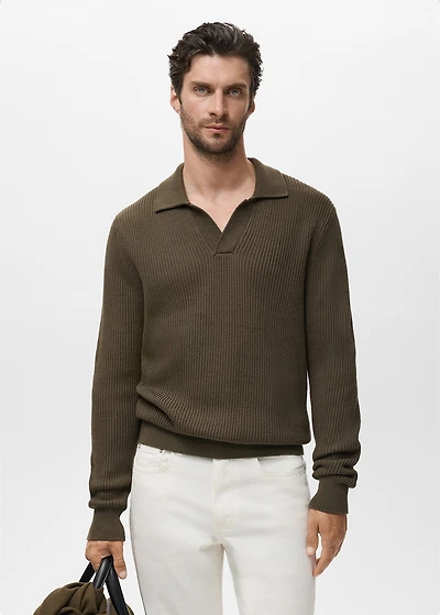 Structured cotton polo sweater