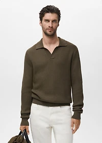 Structured cotton polo sweater