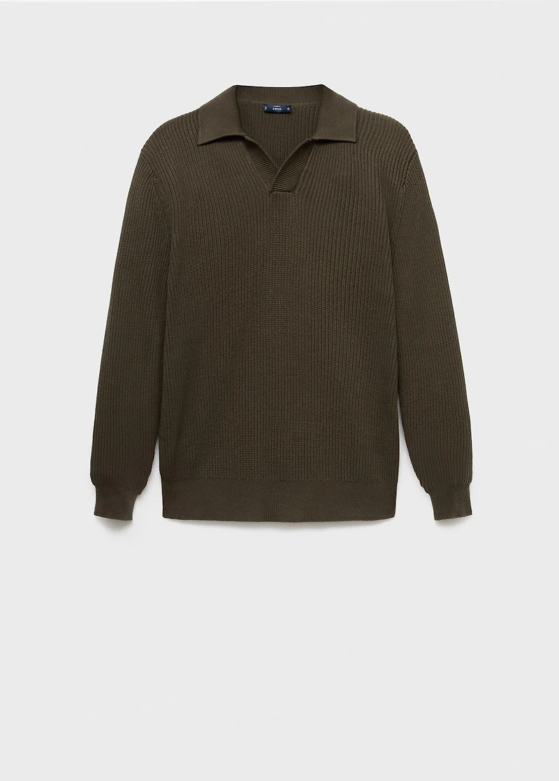 Structured cotton polo sweater