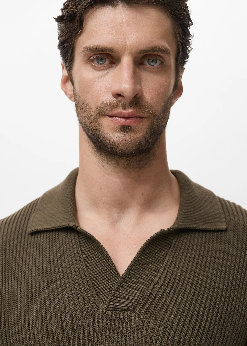 Structured cotton polo sweater