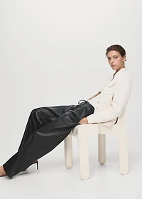 Faux-leather pants with elastic waist