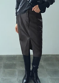 Faux-leather pencil skirt
