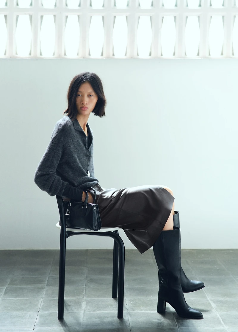 Faux-leather pencil skirt