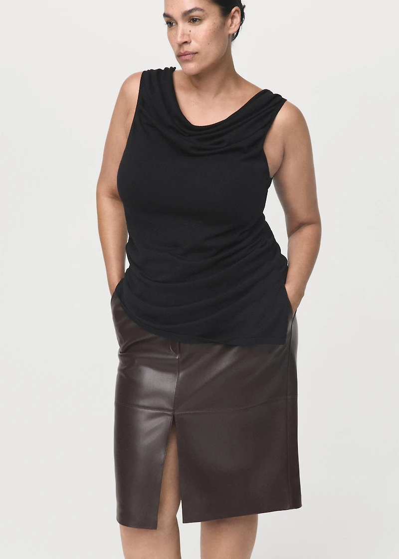 Faux-leather pencil skirt