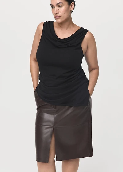 Faux-leather pencil skirt
