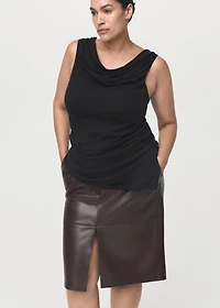 Faux-leather pencil skirt