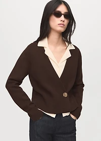 Cross-over cardigan with jewel button