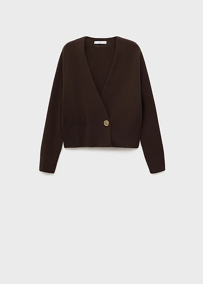 Cross-over cardigan with jewel button