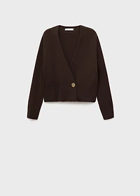 Cross-over cardigan with jewel button