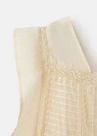 Cotton lace nightdress with drawstring