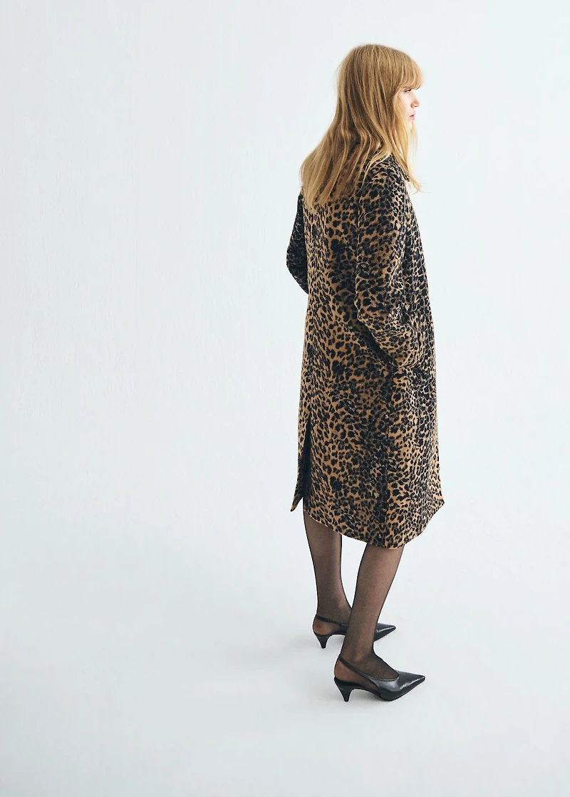 Leopard-print long coat