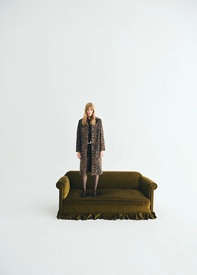 Leopard-print long coat