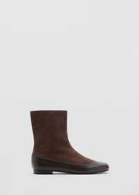 Combined leather ankle boot