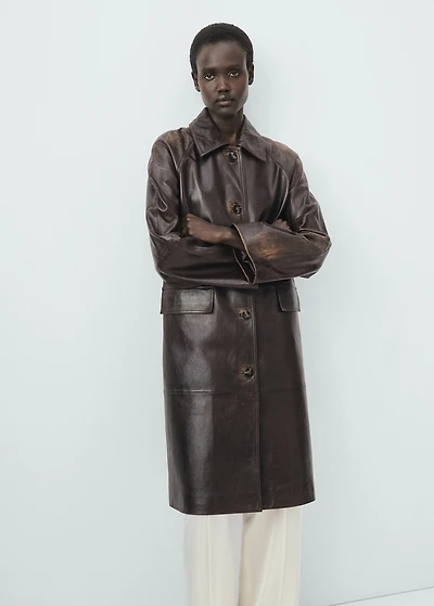 100% leather full-length coat