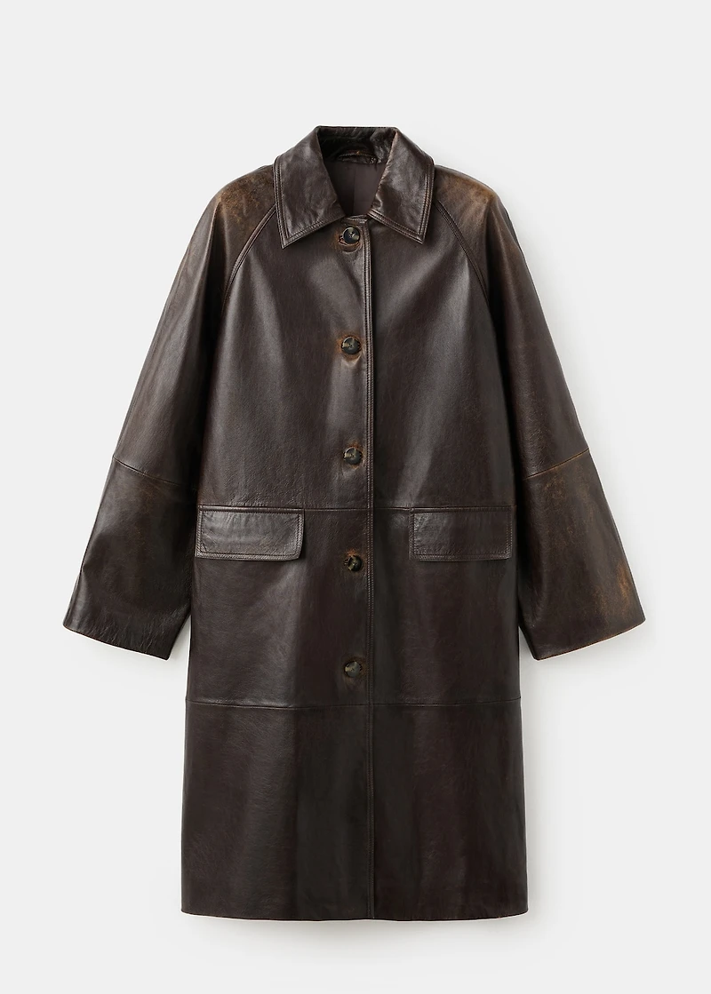 100% leather full-length coat