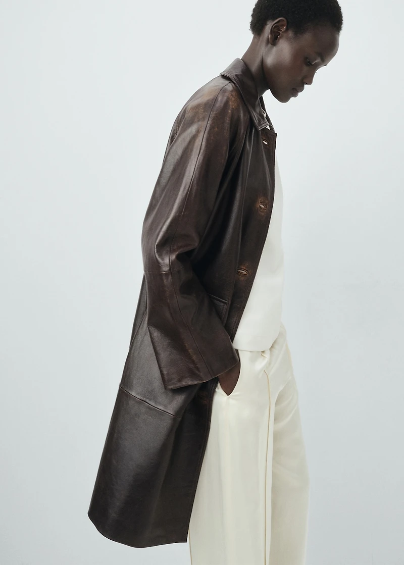 100% leather full-length coat