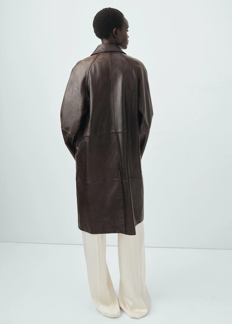 100% leather full-length coat