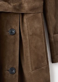 100% suede double-breasted trench coat
