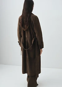 100% suede double-breasted trench coat