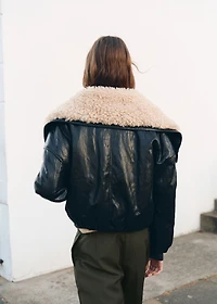 Faux-leather jacket with shearling collar
