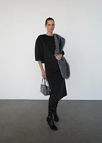 Wool midi-skirt with slit