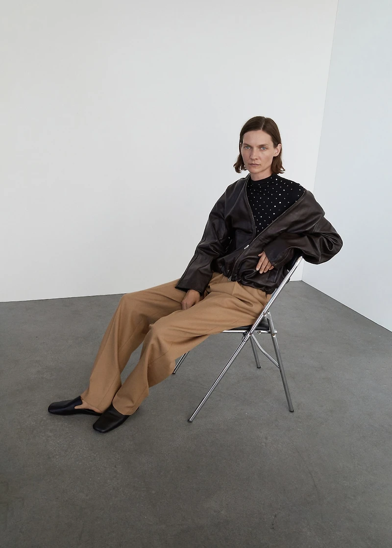 100% leather jacket with hood