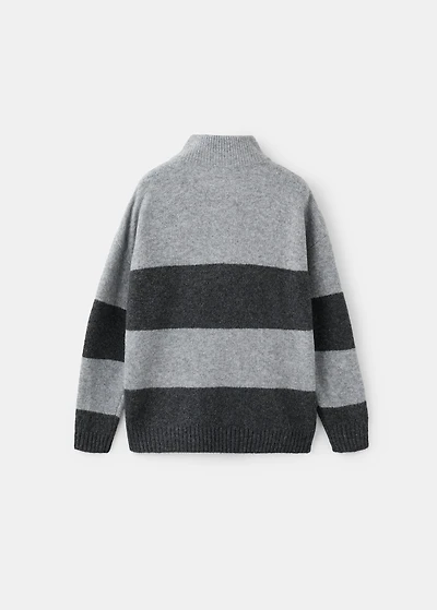 Striped sweater with perkins neck