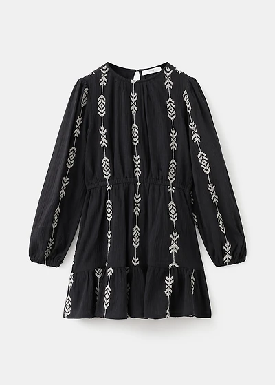 Embroidered flounce dress