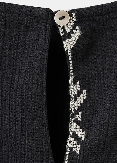 Embroidered flounce dress