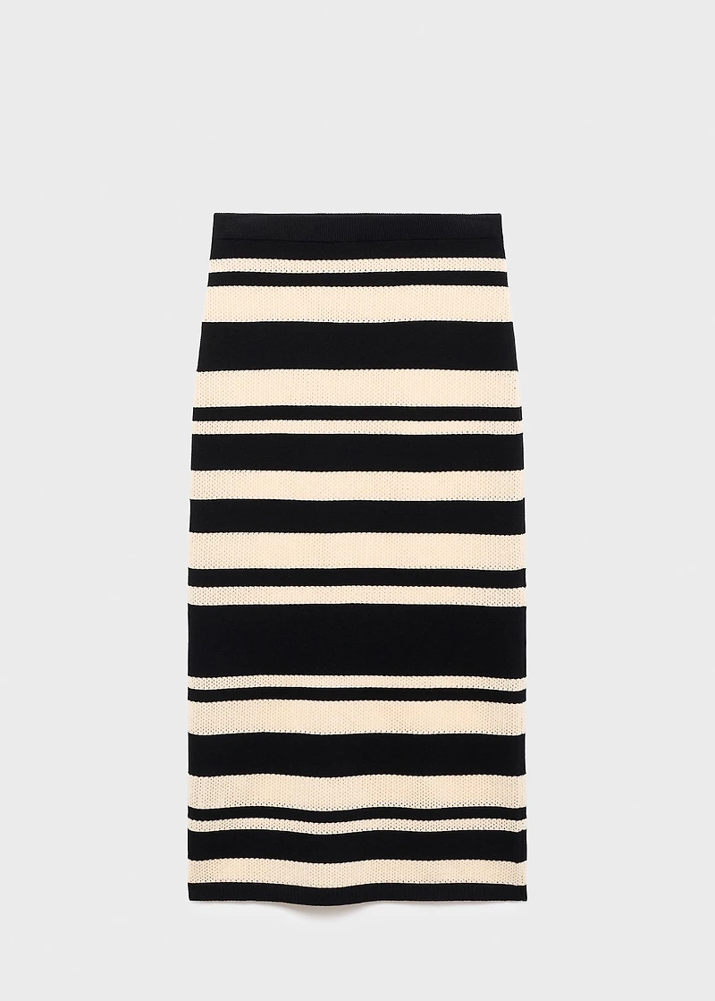 Knitted midi skirt with stripes