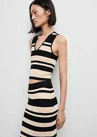 Knitted midi skirt with stripes