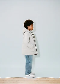 Anorak with shearling-effect hood