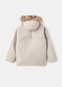 Anorak with shearling-effect hood