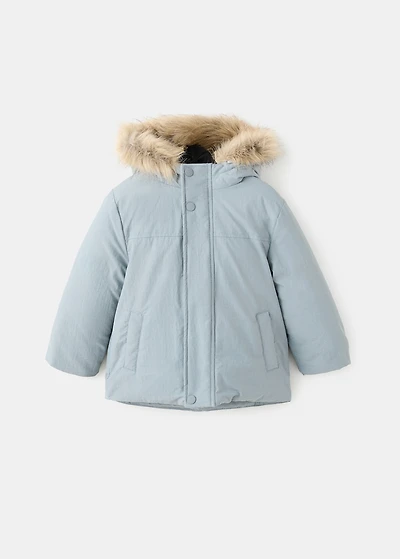 Anorak with shearling-effect hood