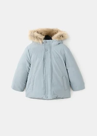 Anorak with shearling-effect hood