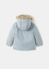 Anorak with shearling-effect hood