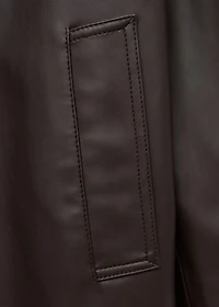 Long faux-leather trench coat