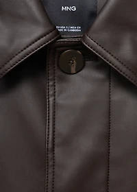 Long faux-leather trench coat